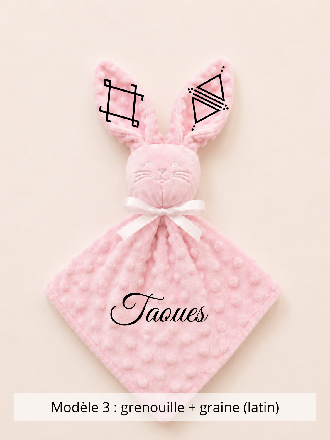 Doudou lapin minky rose