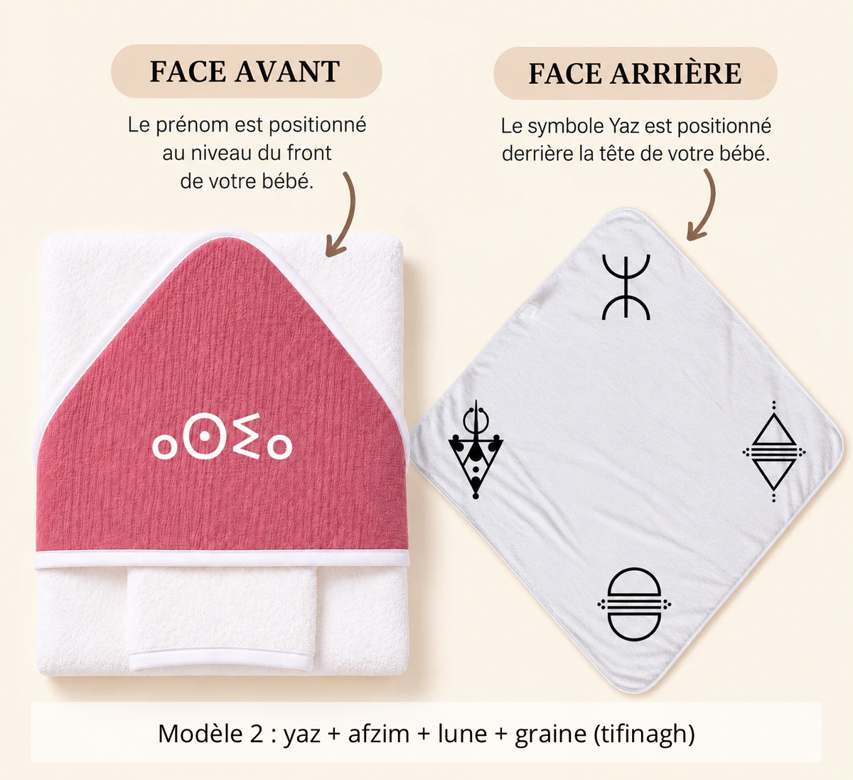 Cape de bain gaze de coton avec gant rose cerise