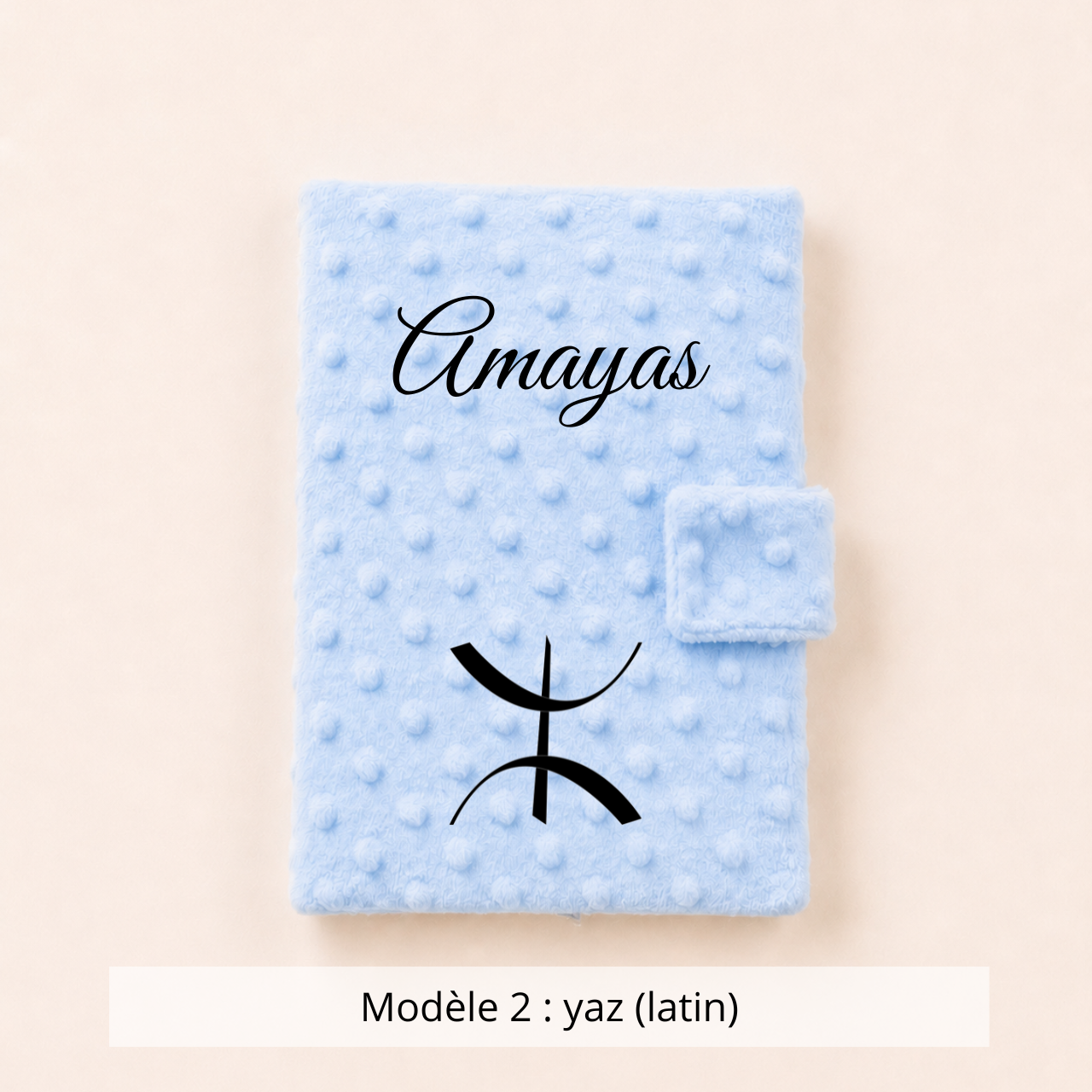 Protège carnet de santé minky bleu ciel
