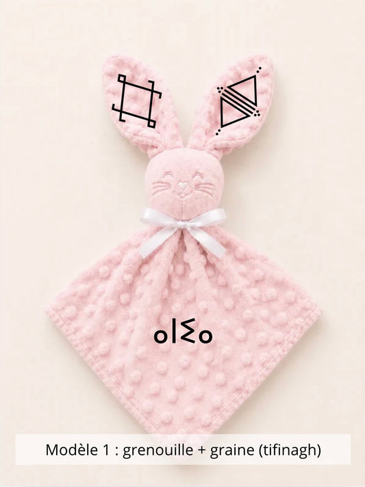 Doudou lapin minky vieux rose