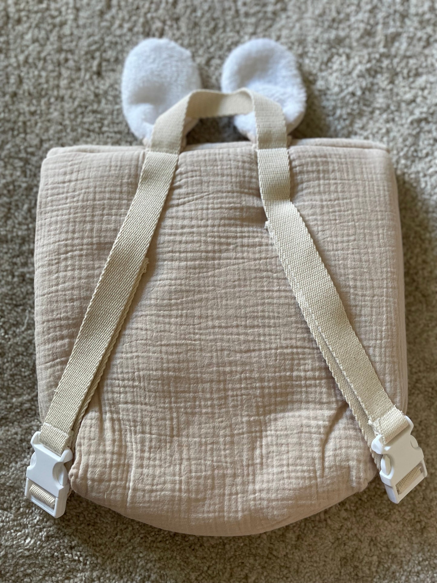 Sac à dos lapin gaze de coton beige