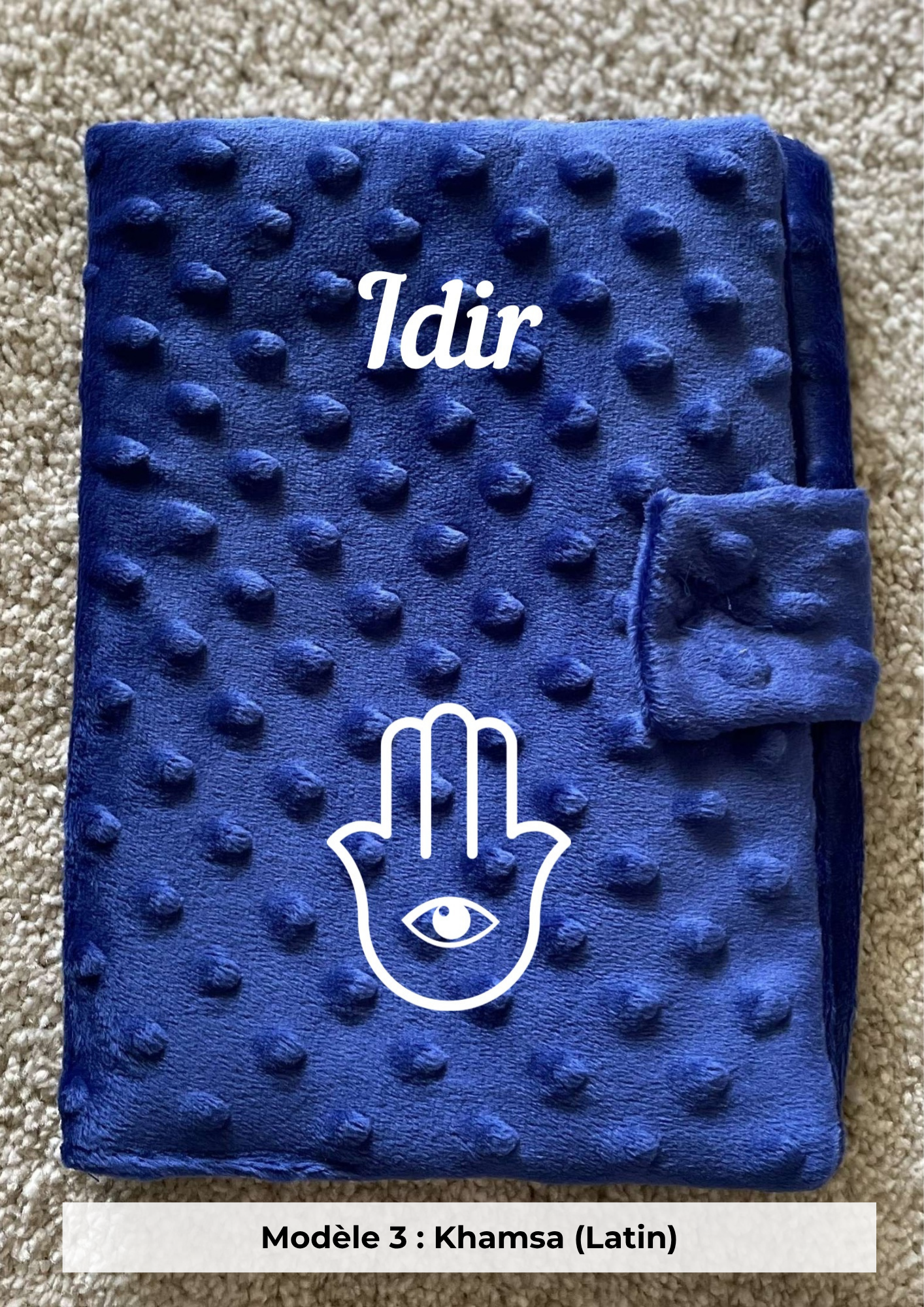 Protège carnet de santé minky bleu roi