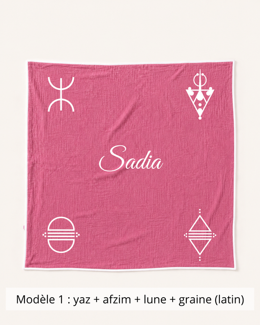 Plaid gaze de coton rose cerise