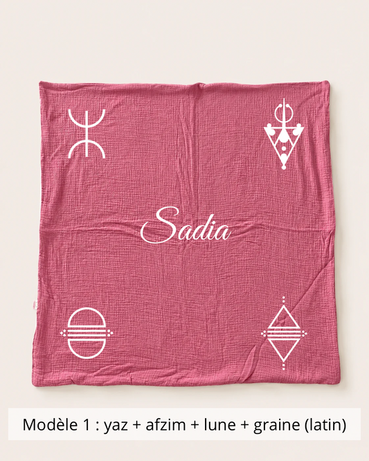 Plaid gaze de coton rose cerise