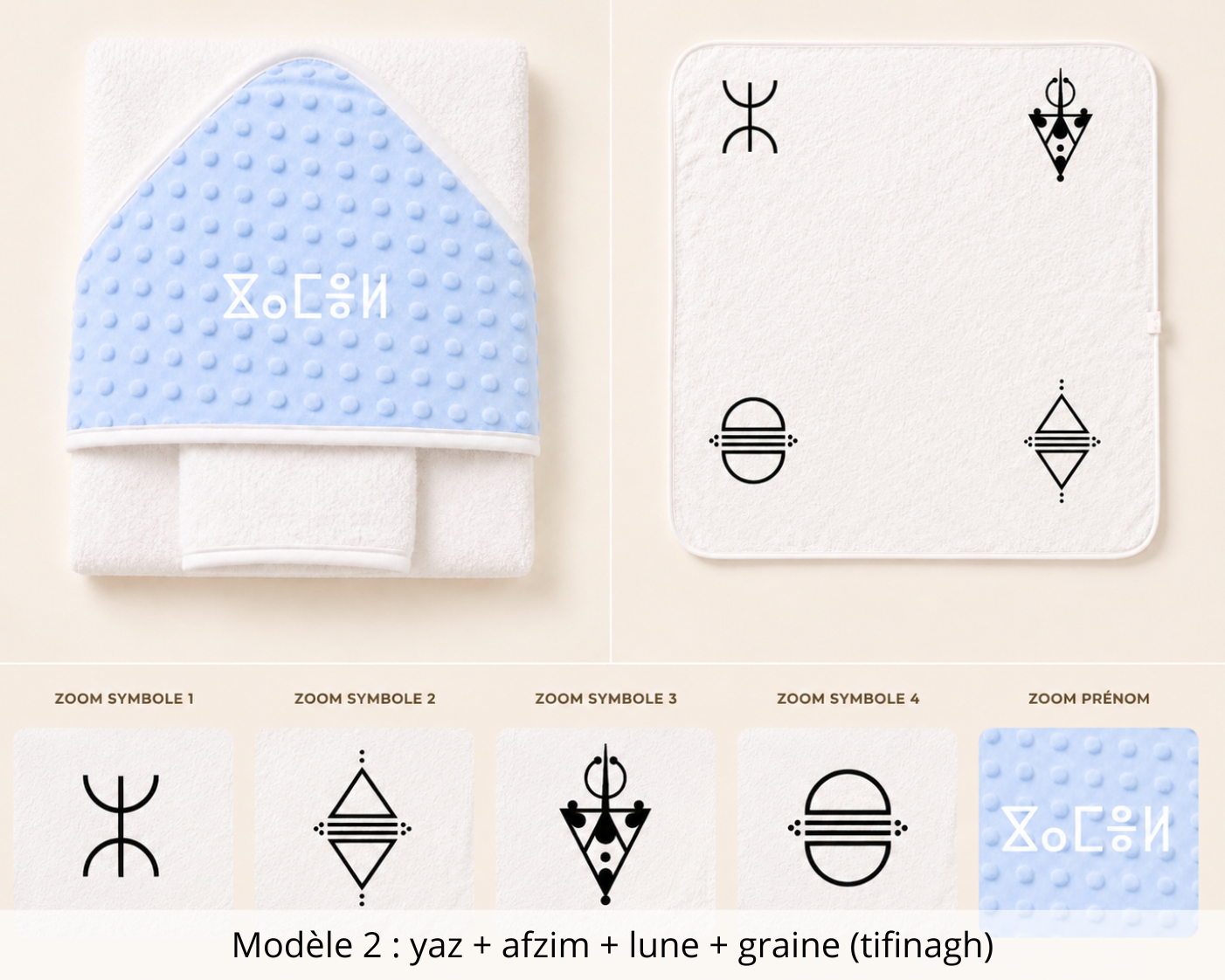 Cape de bain minky avec gant bleu ciel