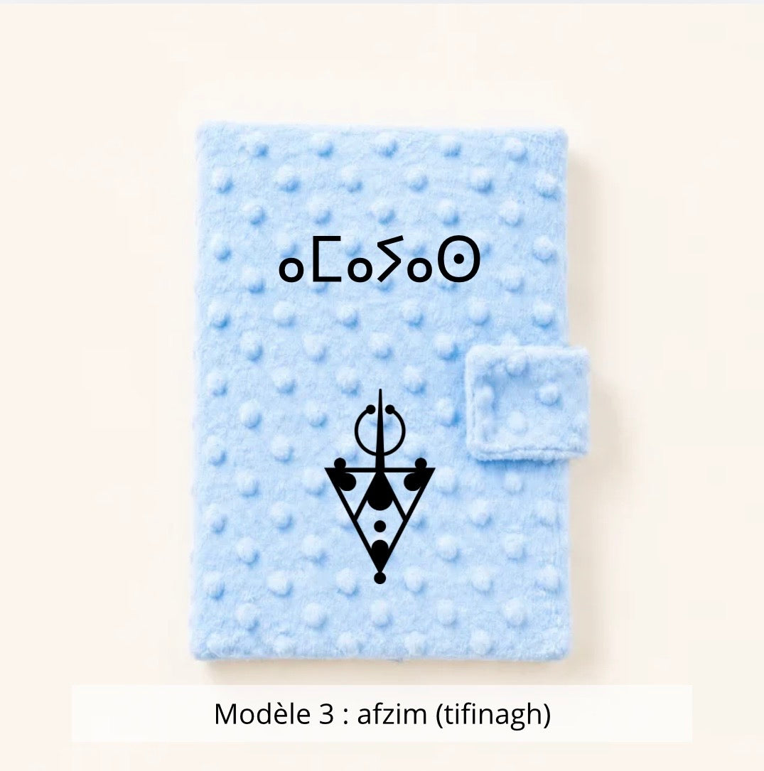 Protège carnet de santé minky bleu ciel