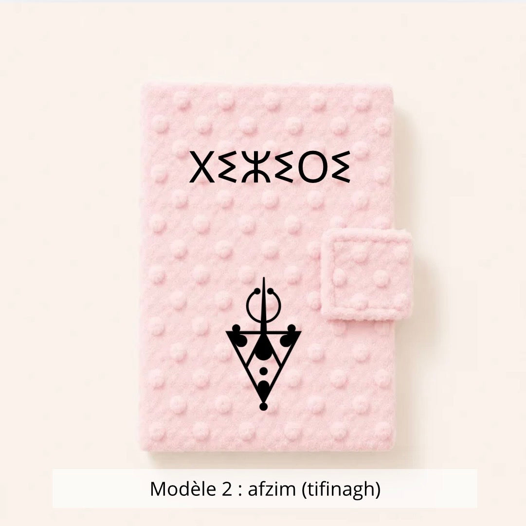 Protège carnet de santé minky vieux rose