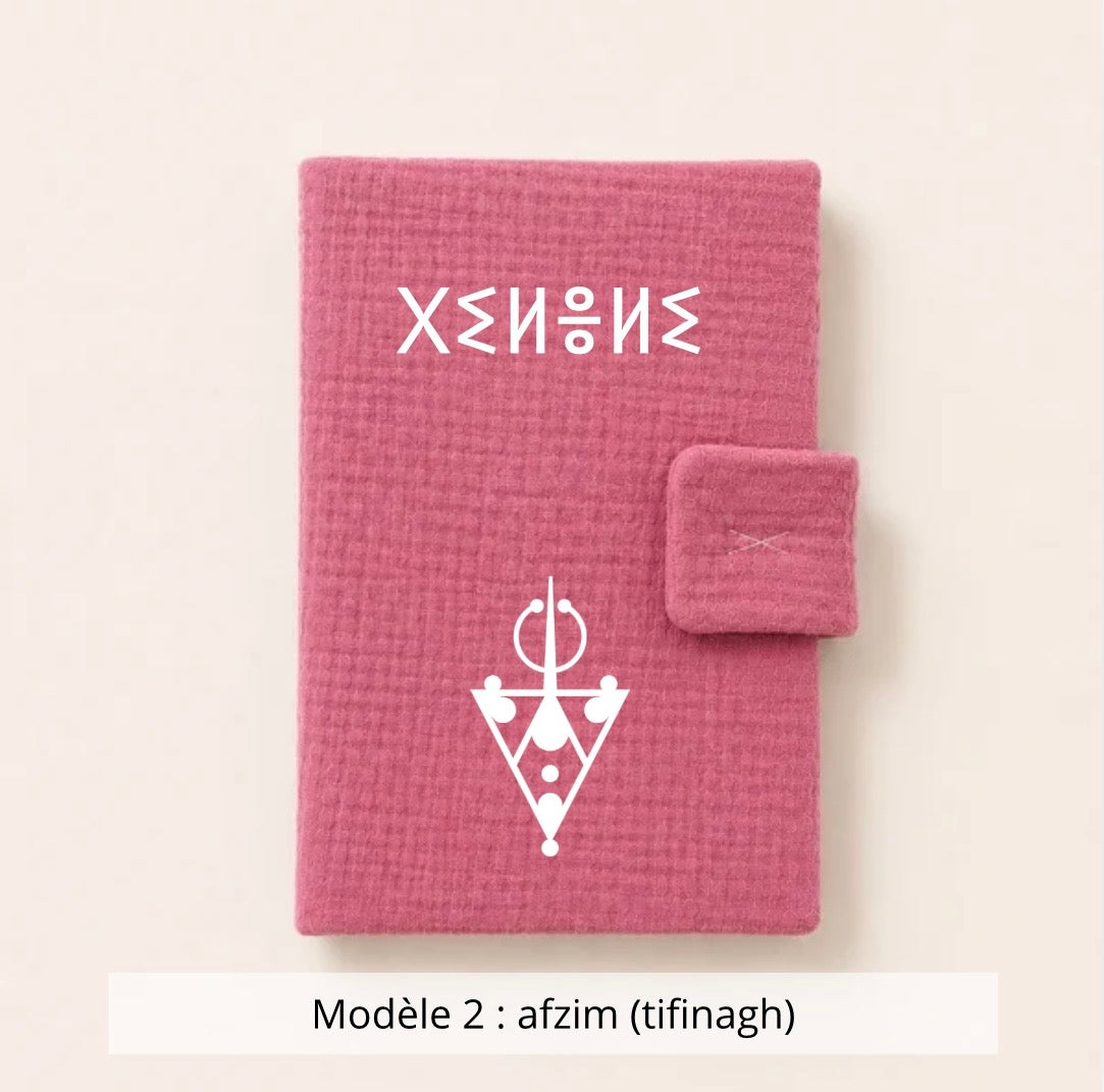Protège carnet de santé gaze de coton rose cerise