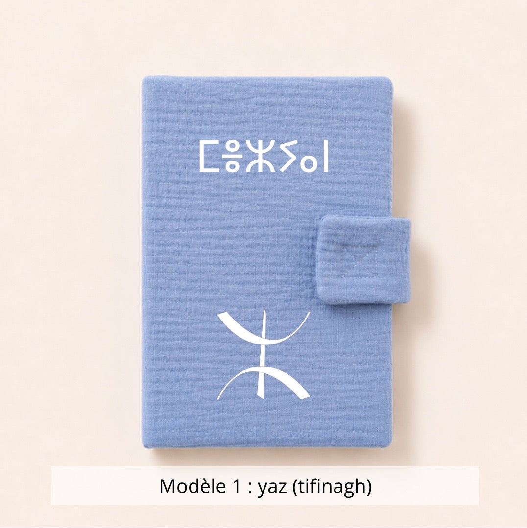 Protège carnet de santé gaze de coton bleu