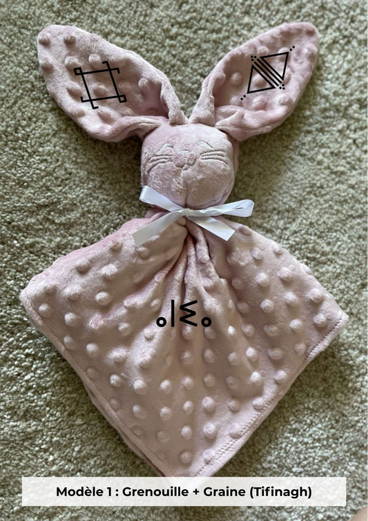 Doudou lapin minky vieux rose