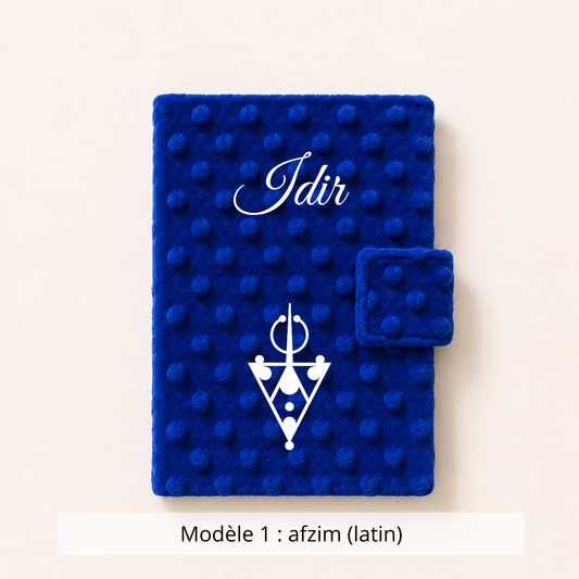 Protège carnet de santé minky bleu roi