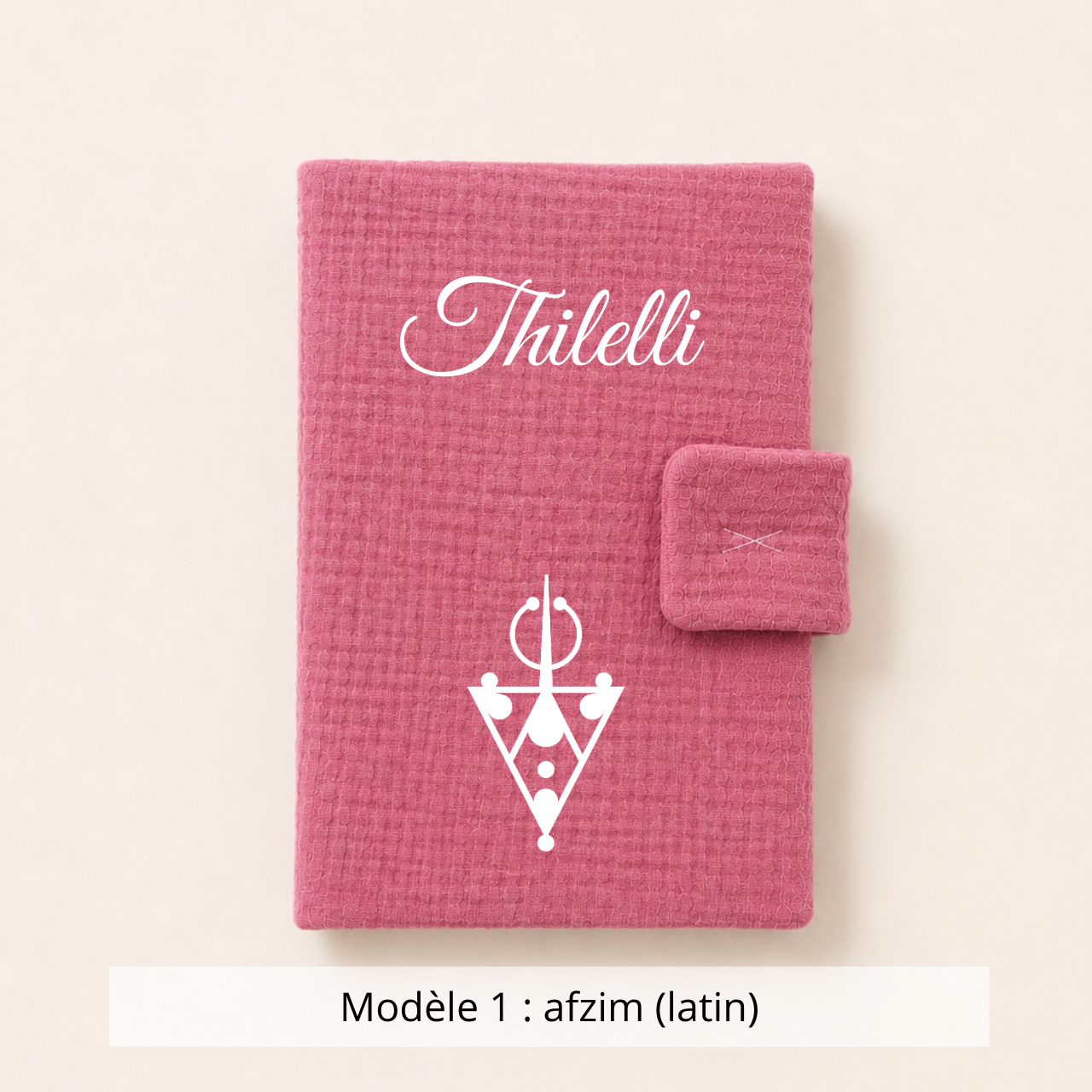Protège carnet de santé gaze de coton rose cerise
