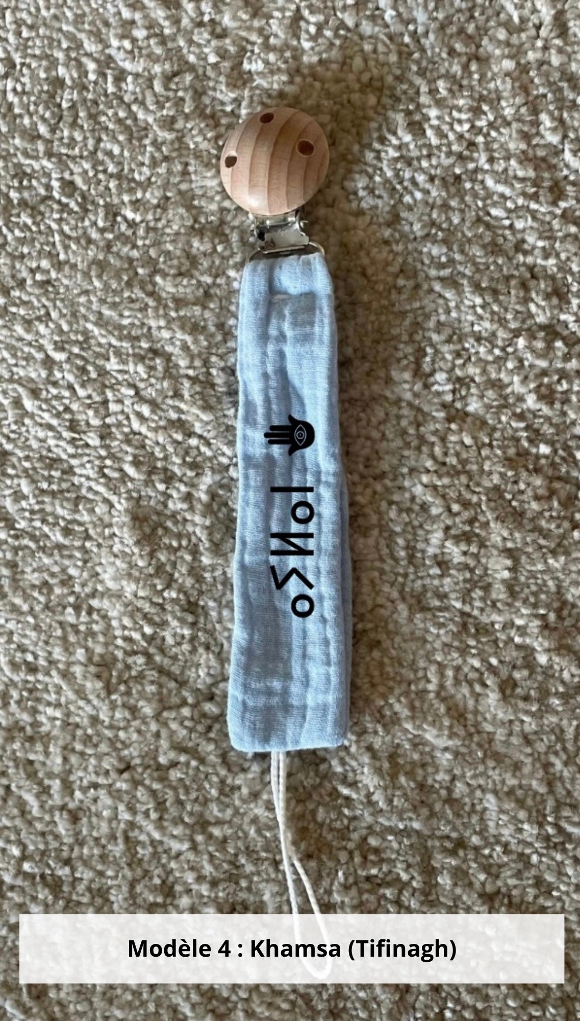 Attache tétine gaze de coton bleu ciel