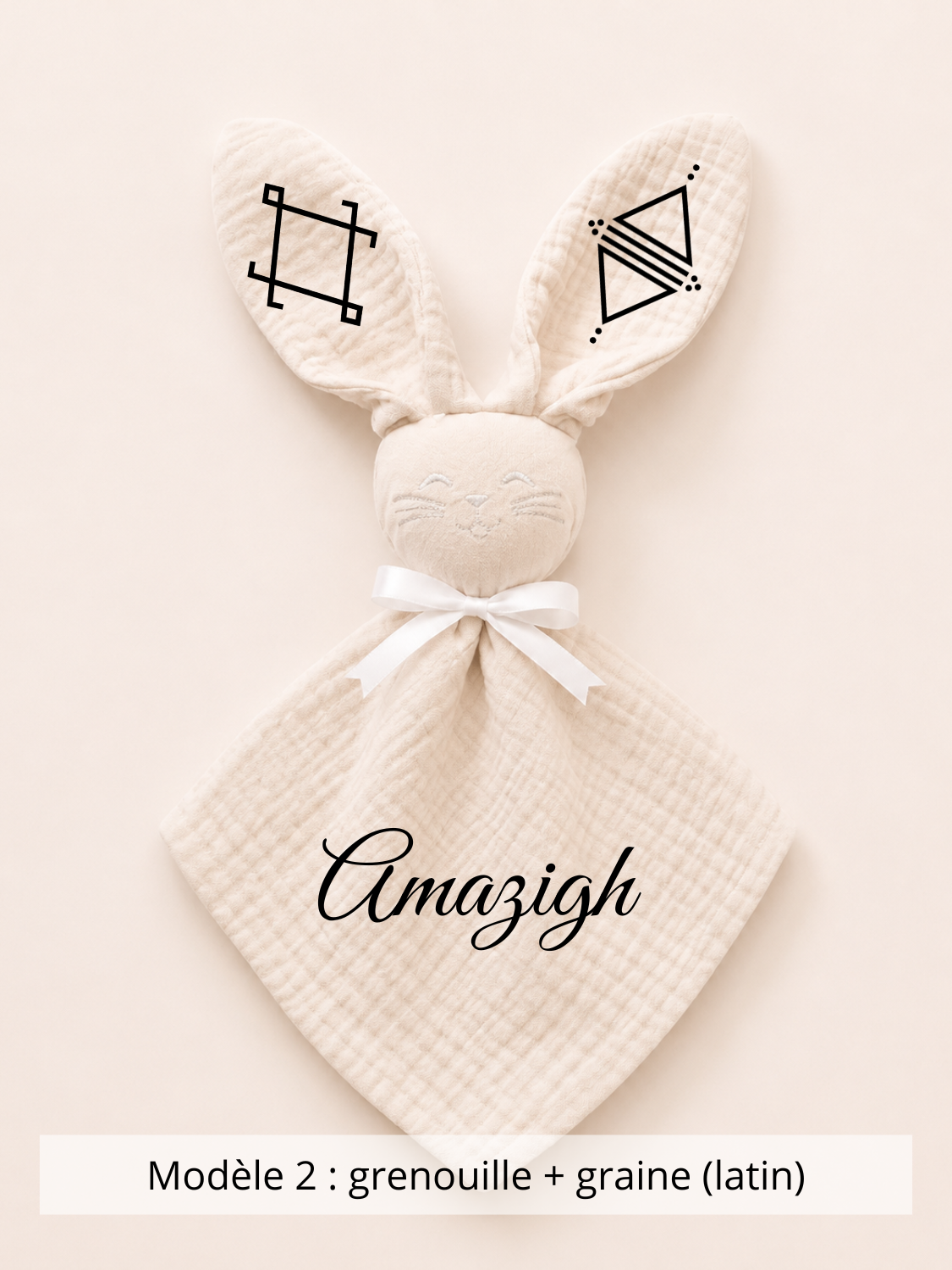 Doudou lapin gaze de coton beige