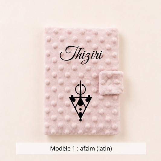 Protège carnet de santé minky vieux rose