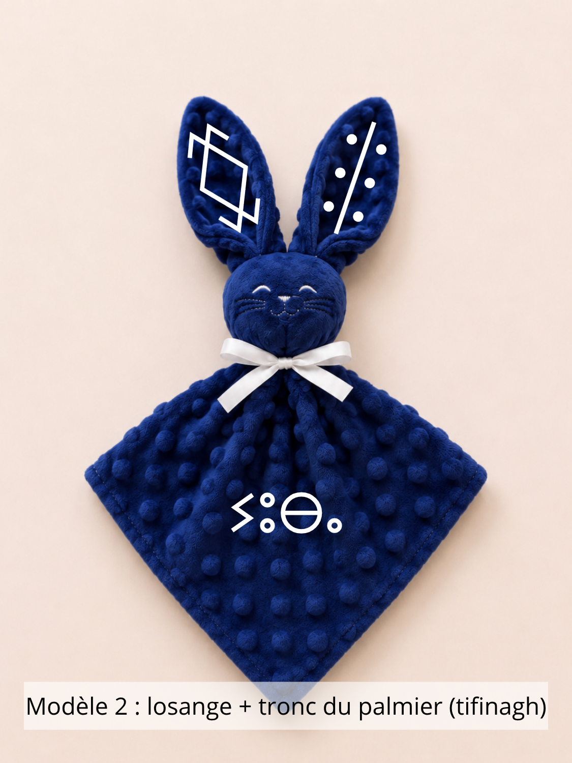 Doudou lapin minky bleu roi
