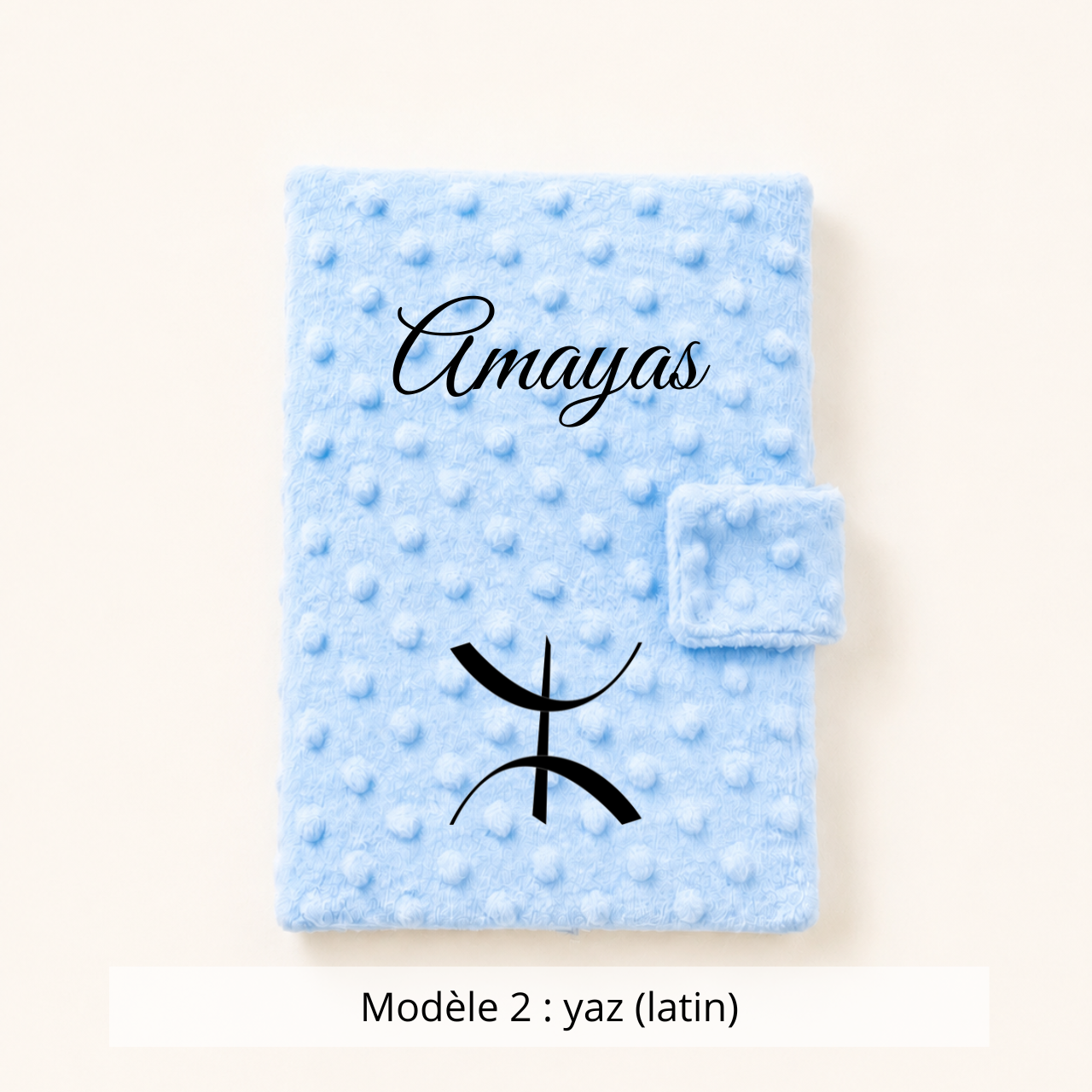 Protège carnet de santé minky bleu ciel