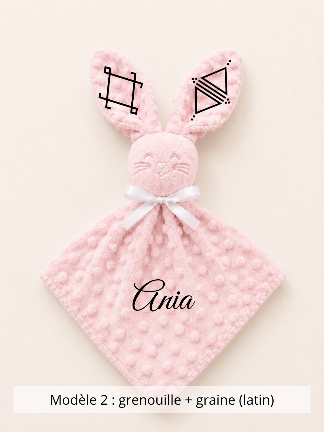Doudou lapin minky vieux rose