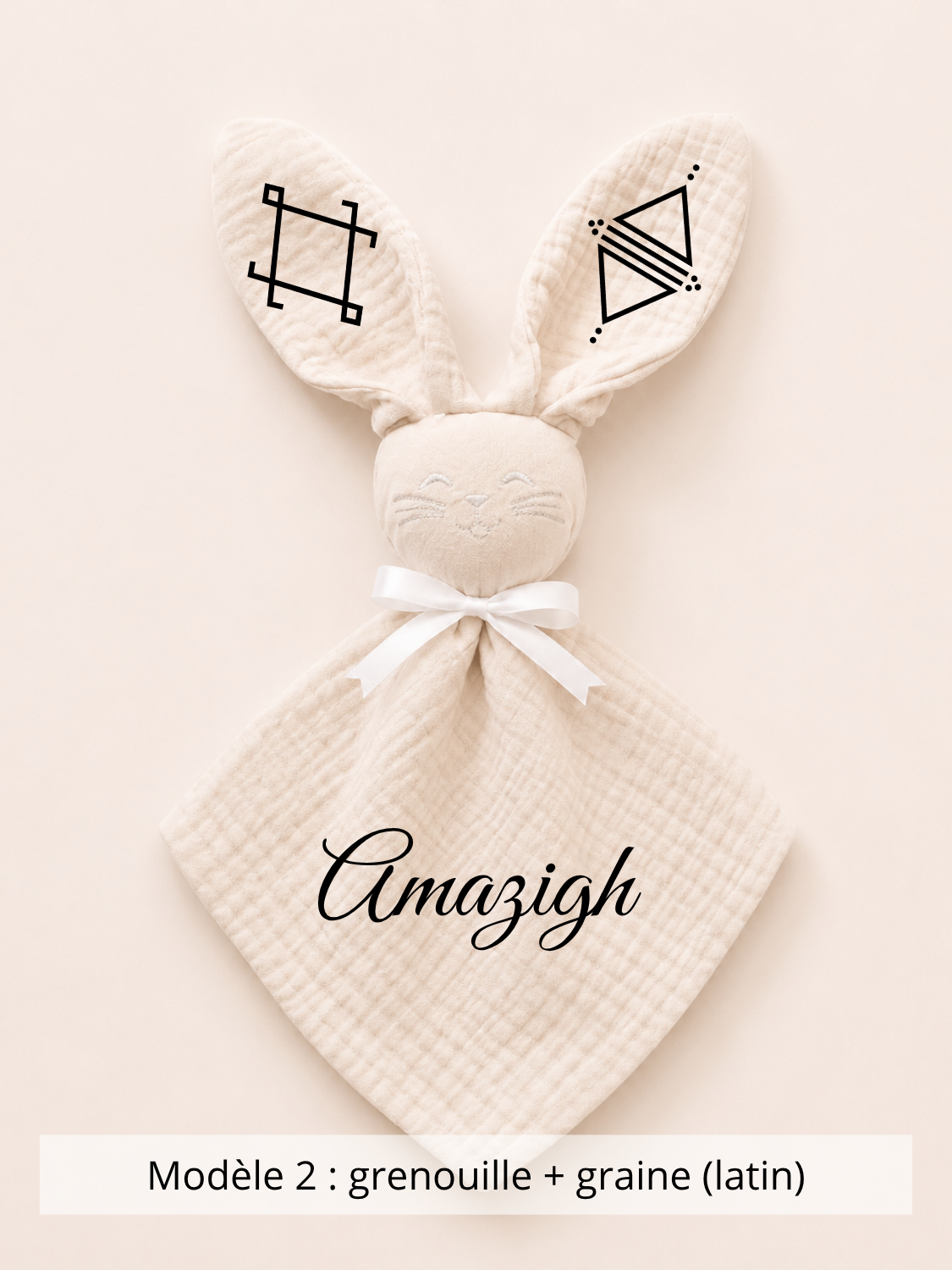 Doudou lapin gaze de coton beige