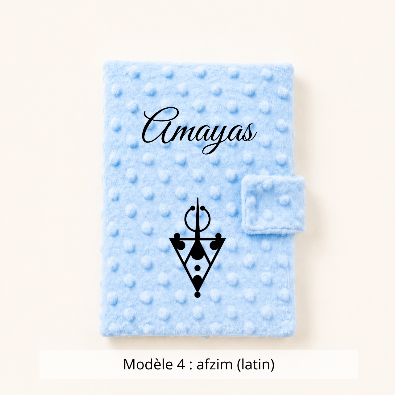 Protège carnet de santé minky bleu ciel