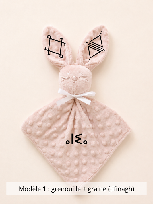 Doudou lapin minky vieux rose
