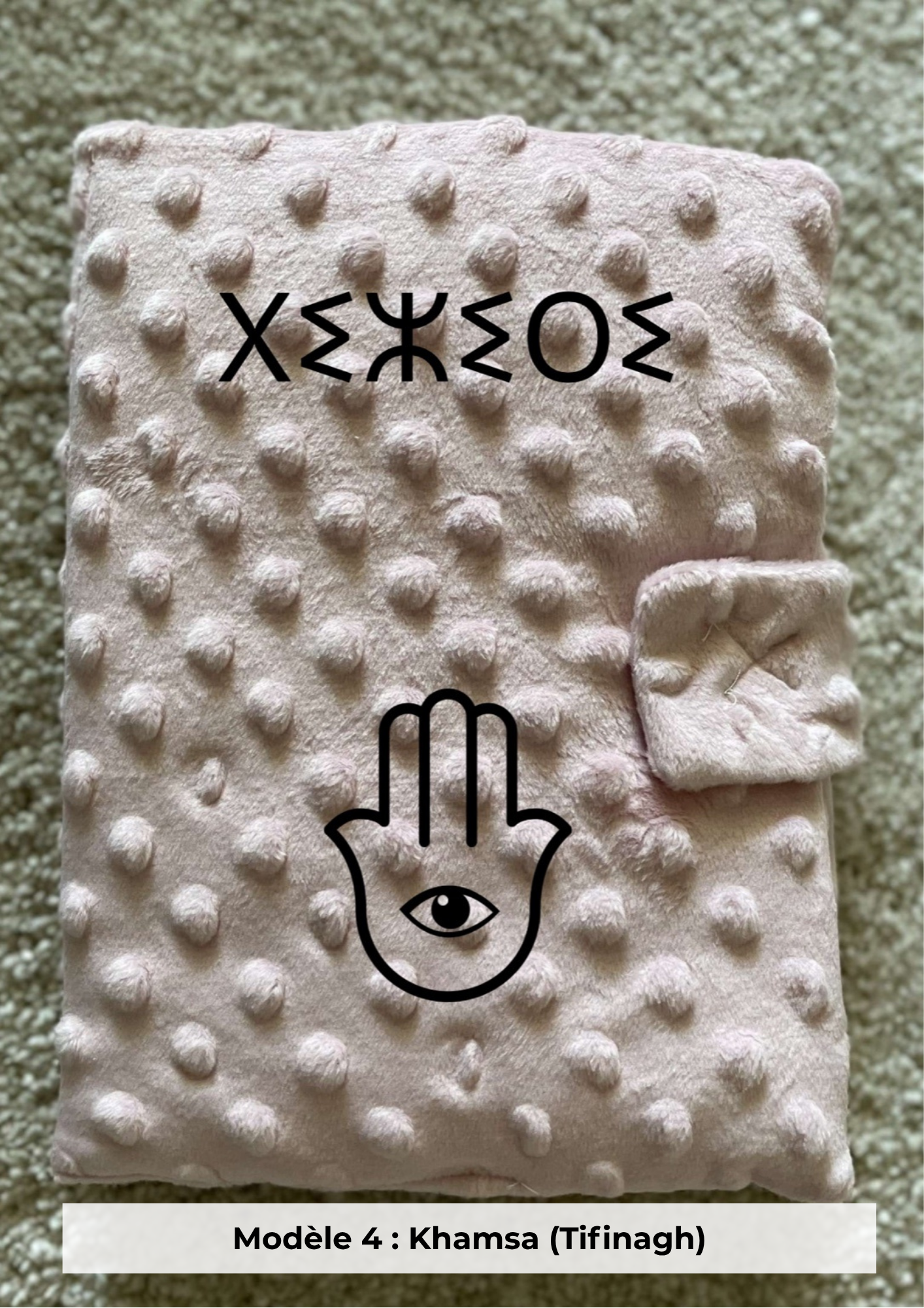 Protège carnet de santé minky vieux rose