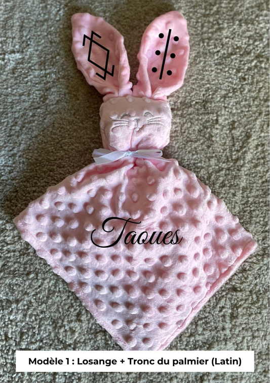 Doudou lapin minky rose