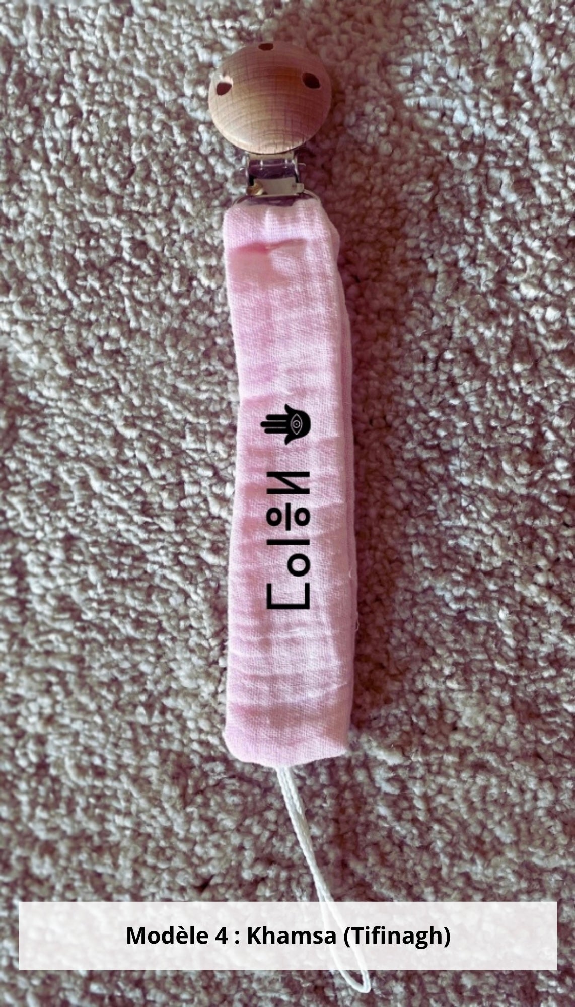 Attache tétine gaze de coton rose