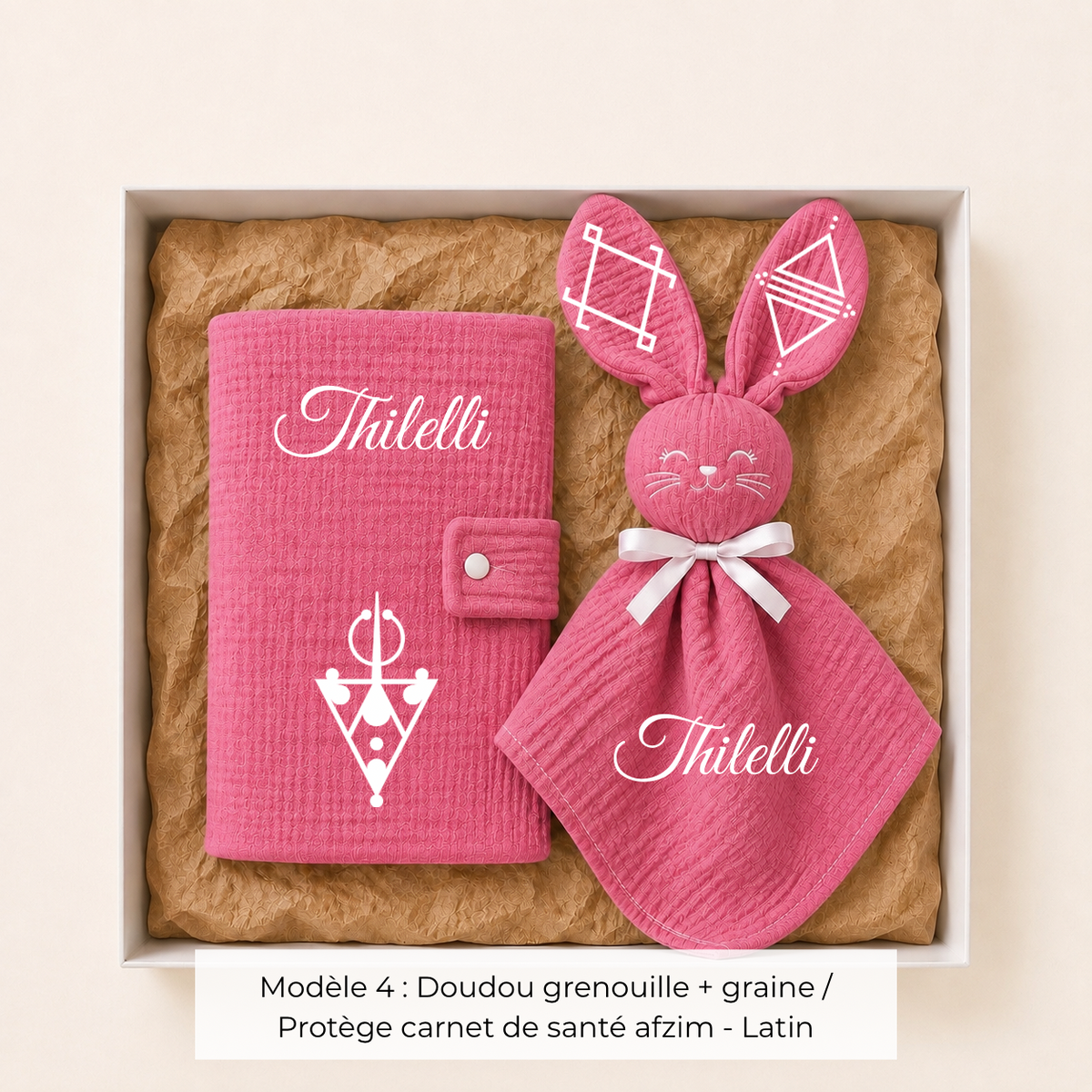 Coffret de naissance amazigh gaze de coton rose