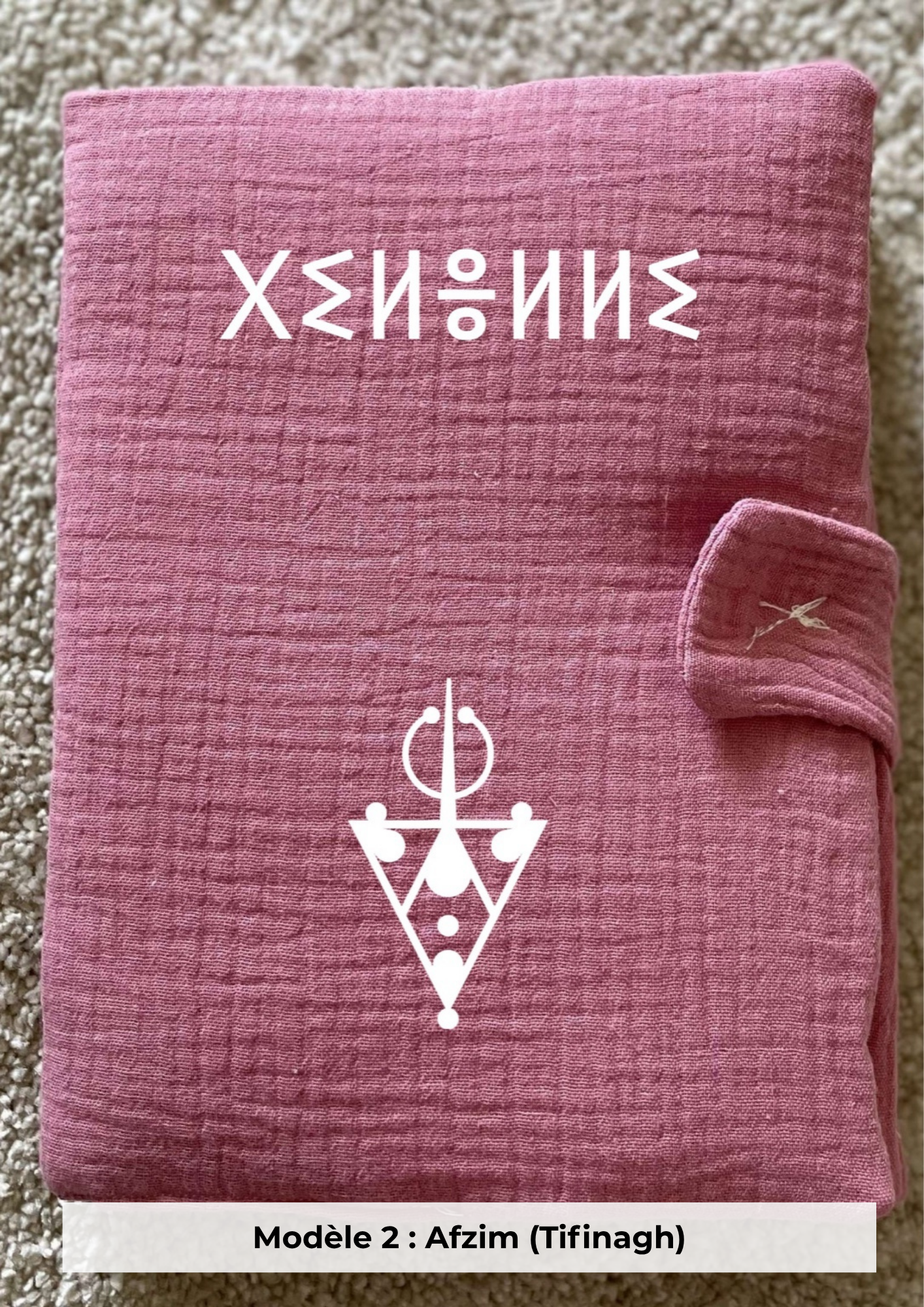 Protège carnet de santé gaze de coton rose cerise