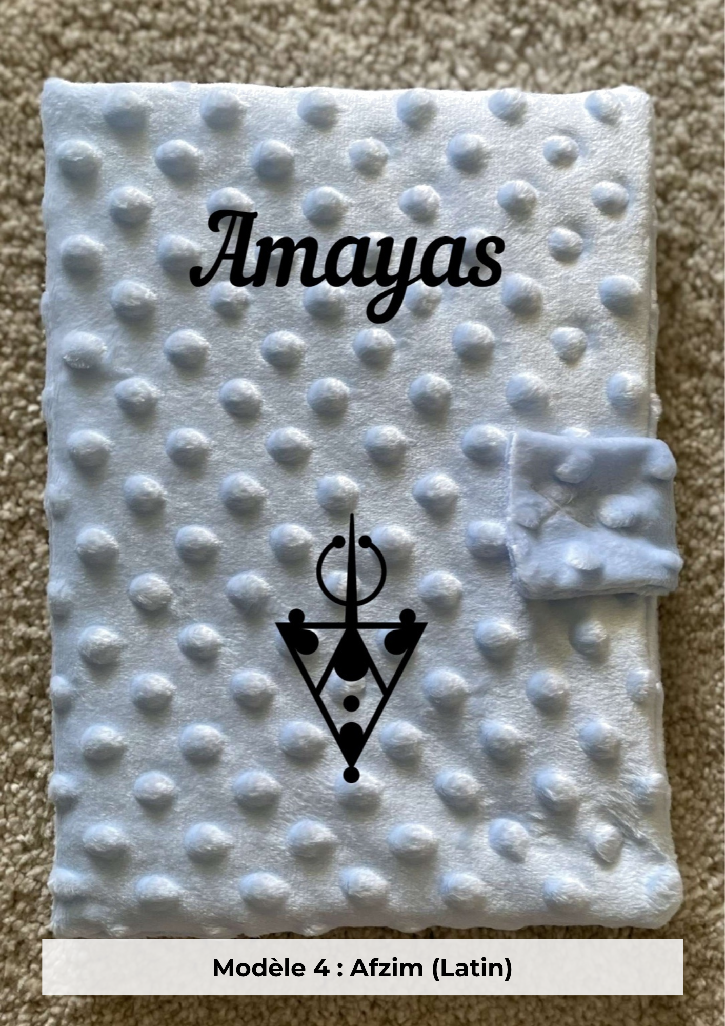 Protège carnet de santé minky bleu ciel