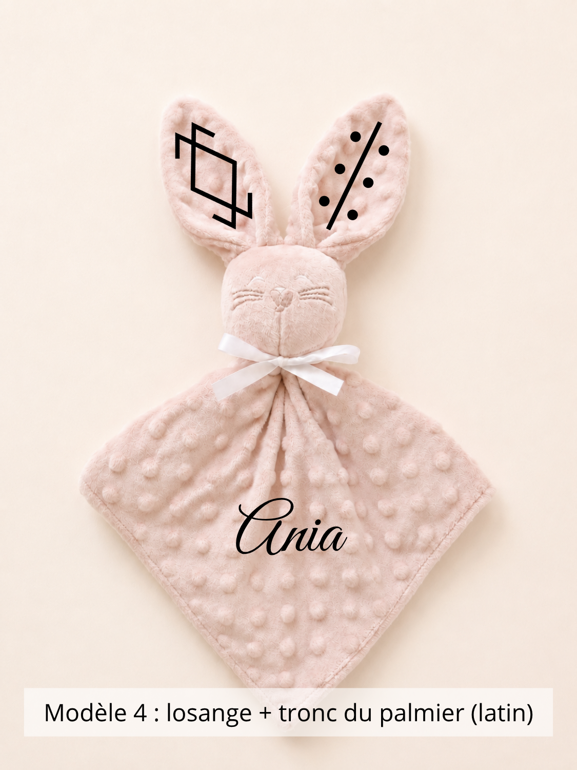 Doudou lapin minky vieux rose