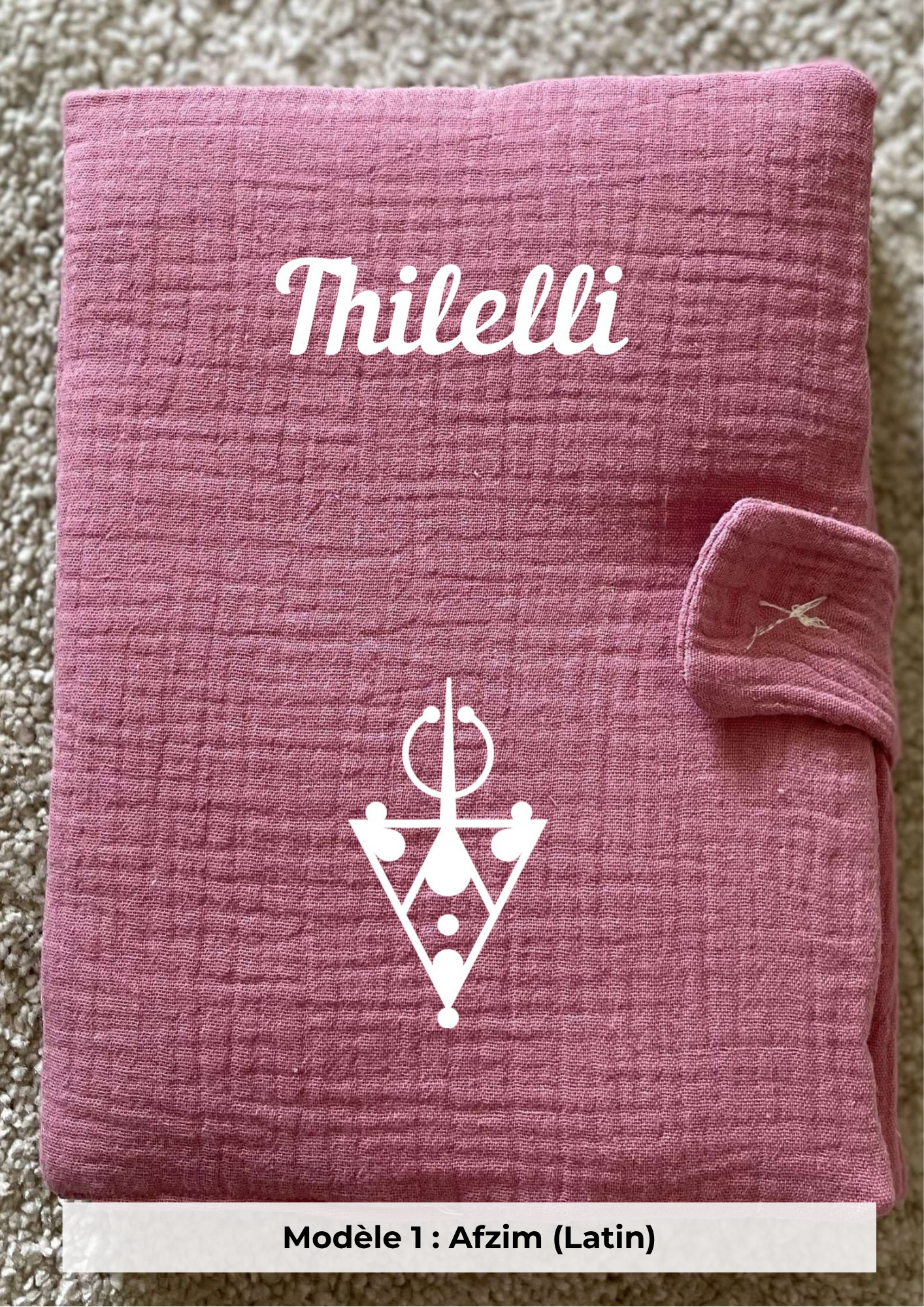 Protège carnet de santé gaze de coton rose cerise