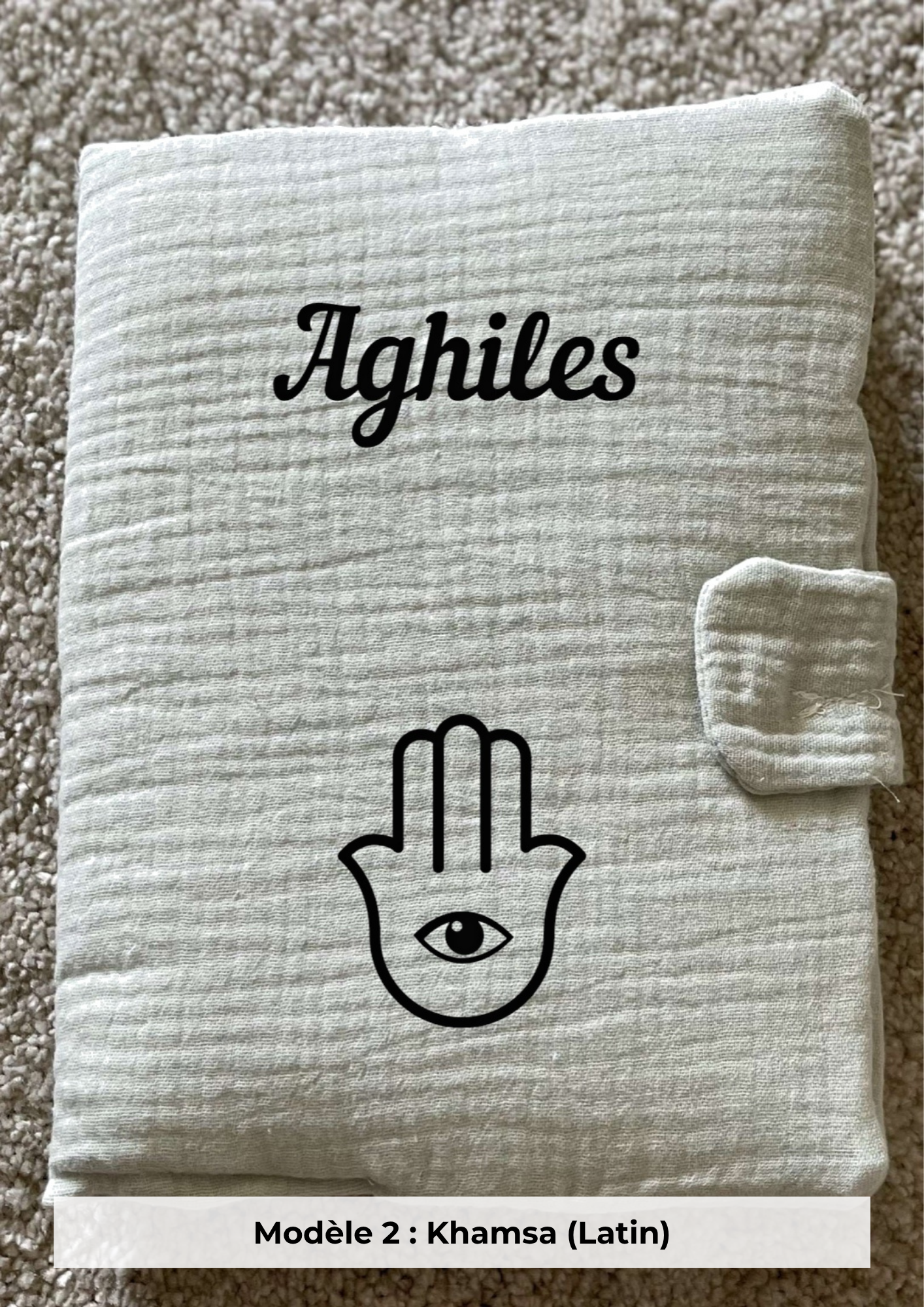 Protège carnet de santé gaze de coton sauge