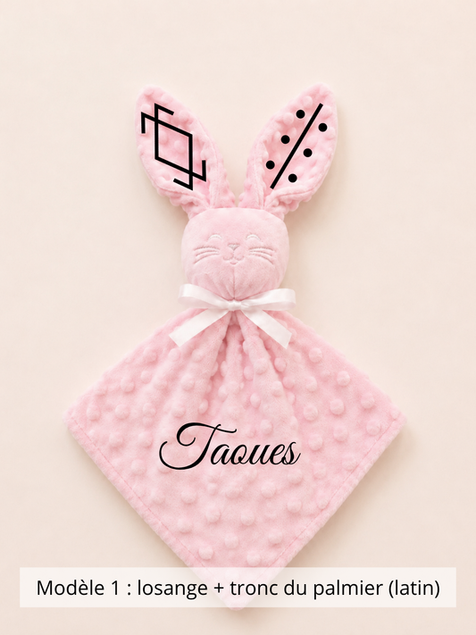 Doudou lapin minky rose