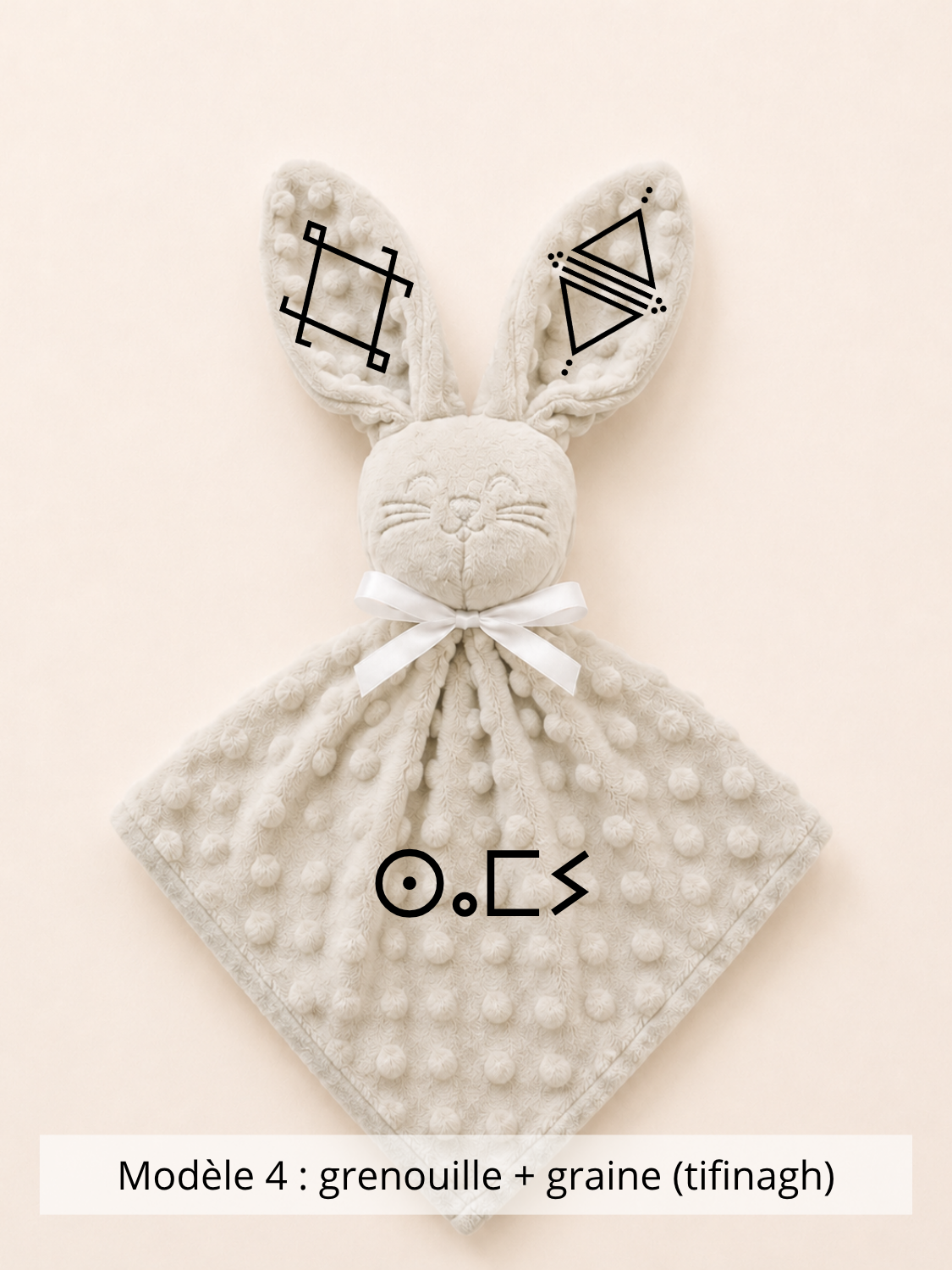 Doudou lapin minky gris