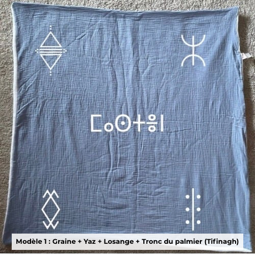 Plaid gaze de coton bleu