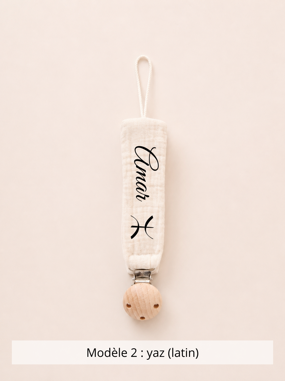 Attache tétine gaze de coton beige