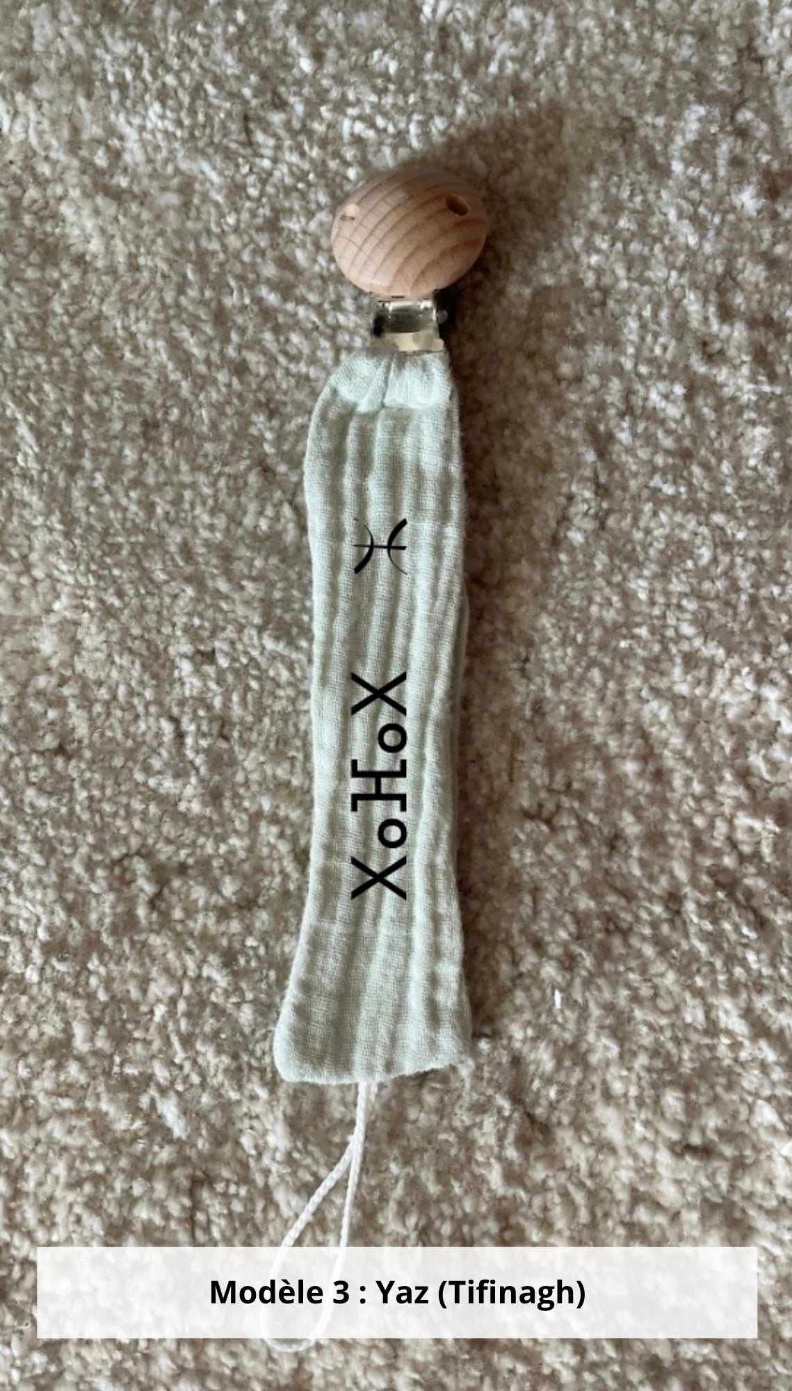 Attache tétine gaze de coton vert d'eau